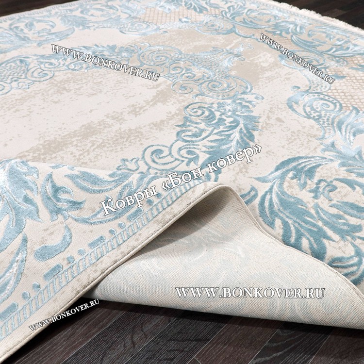 Турецкий Ковер для гостиной Белый с Голубым Арт 29862