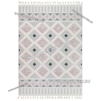 Турецкий Ковер Комфорт Дизайн 30084 Розовый с Белым