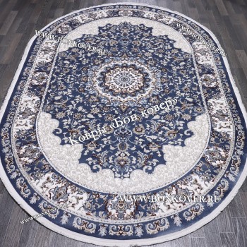 Турецкий Ковер для гостиной дизайн 016 Синий Овал