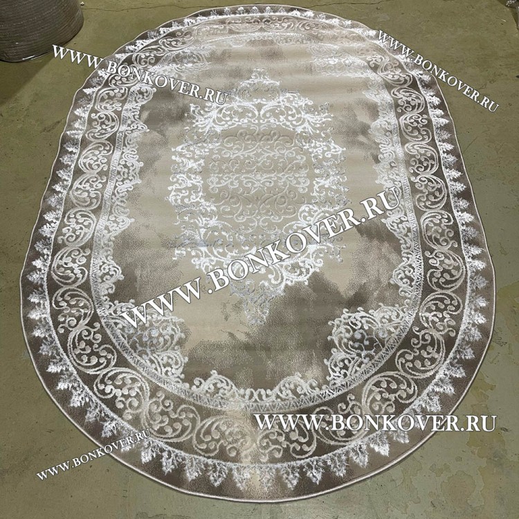 Современный Турецкий Ковер Дизайн 183 Бежево-Коричневый Овал