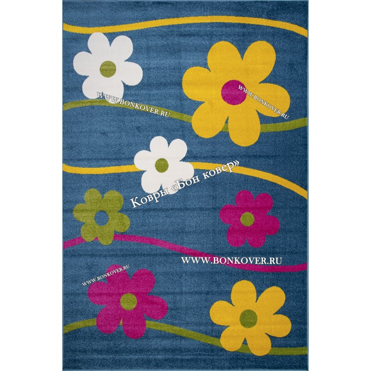 Детский Ковер С Ромашками Синий Арт 30011